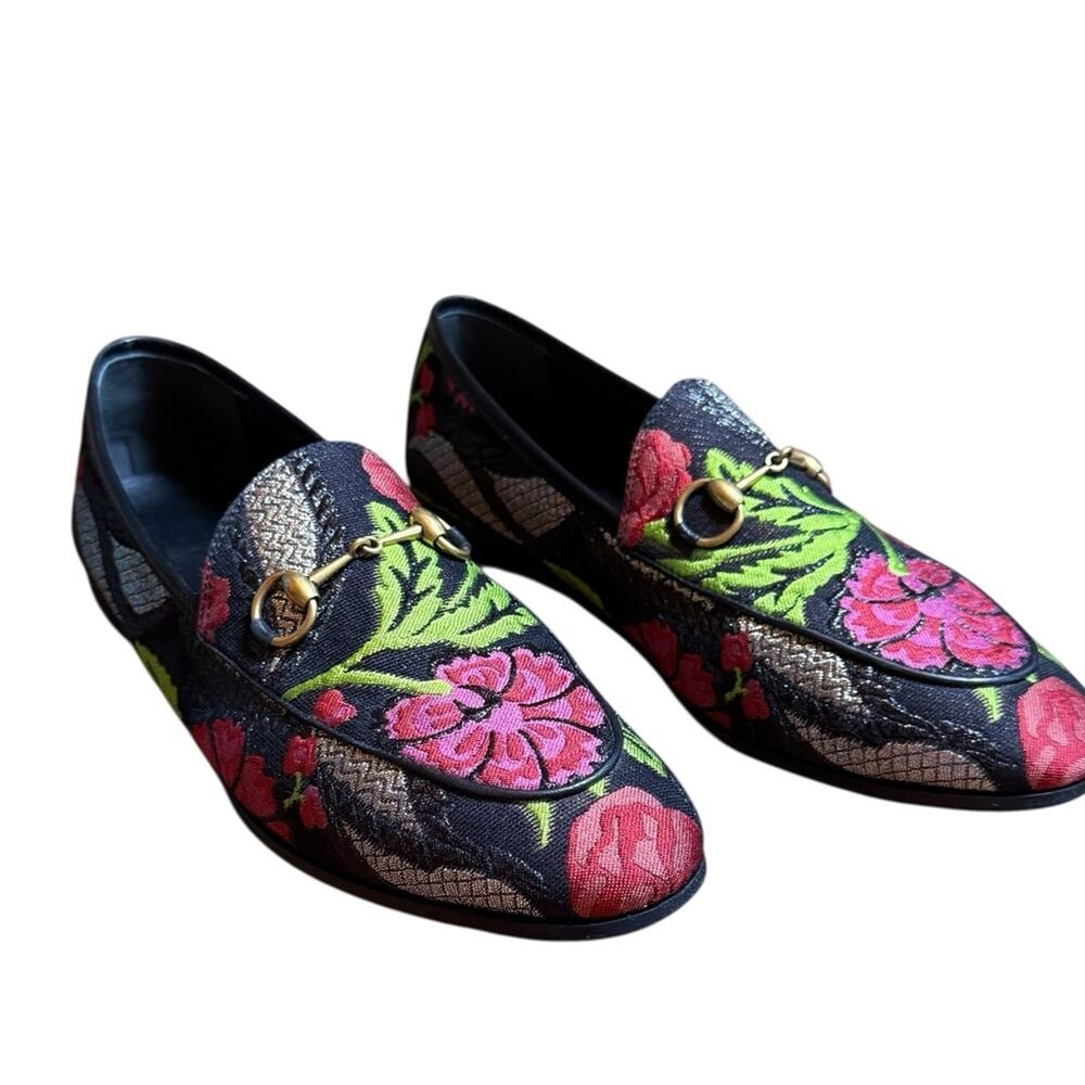 Gucci Jordaan Horsebit Slip On Loafers Floral Embroidered EU 38.5 US 8.5 - Picture 2 of 16